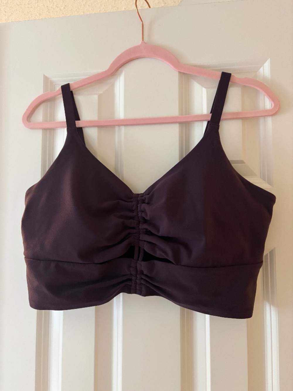 Athleta Ruched Longline Sports Bra Purple 1X Style 981468